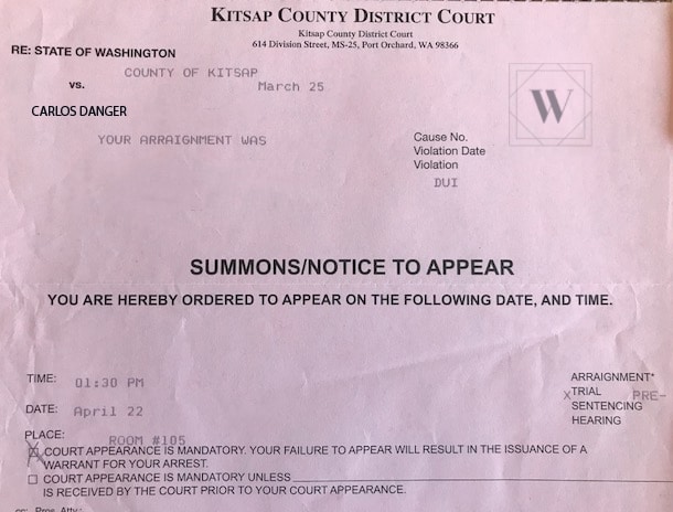 kitsap county district court summons to appear in court